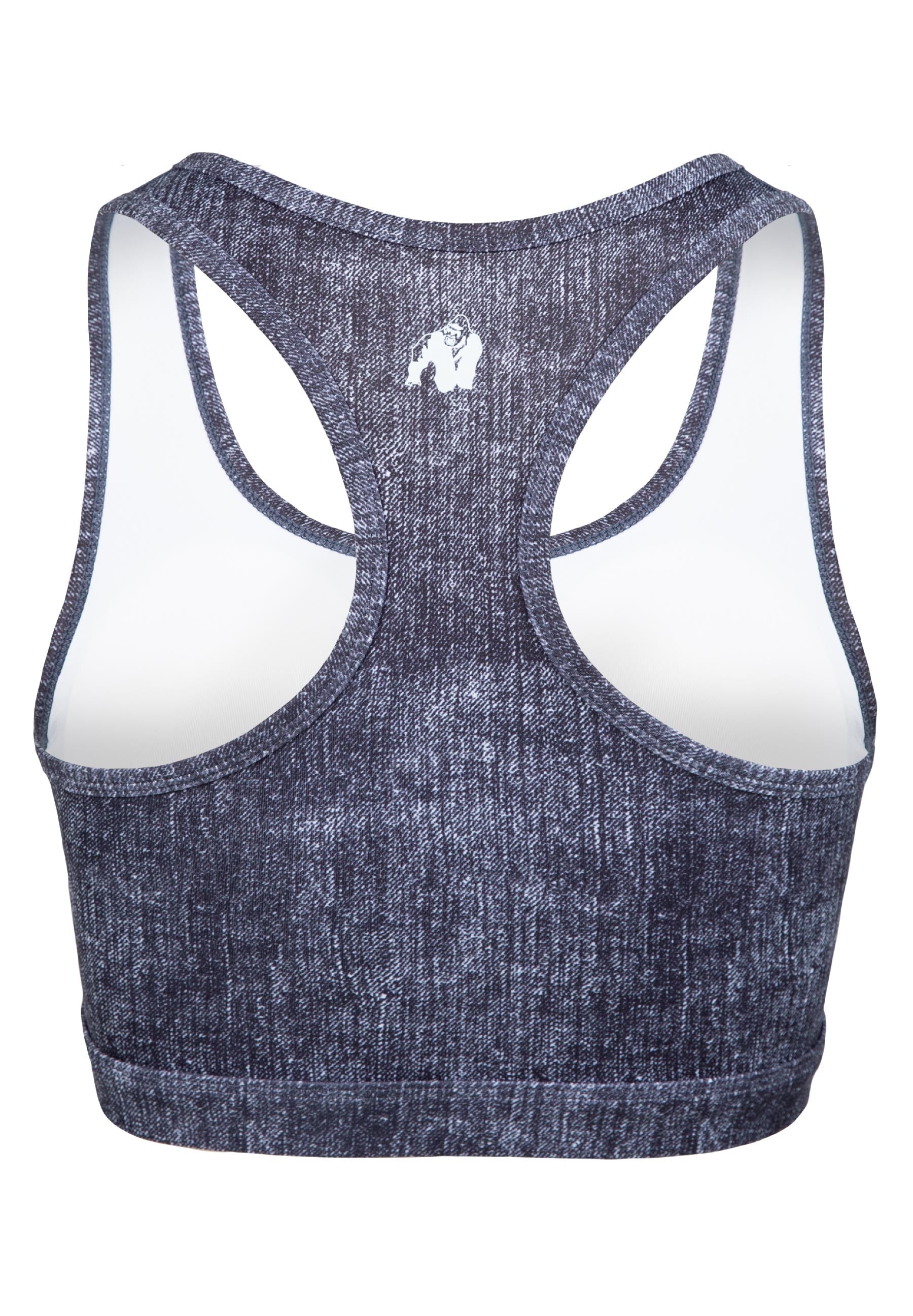 Gorilla Wear Camilla Zip-Front Sports Bra - Blue Denim