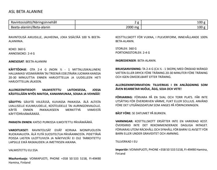 All Sports Labs Beta Alaniini-jauhe