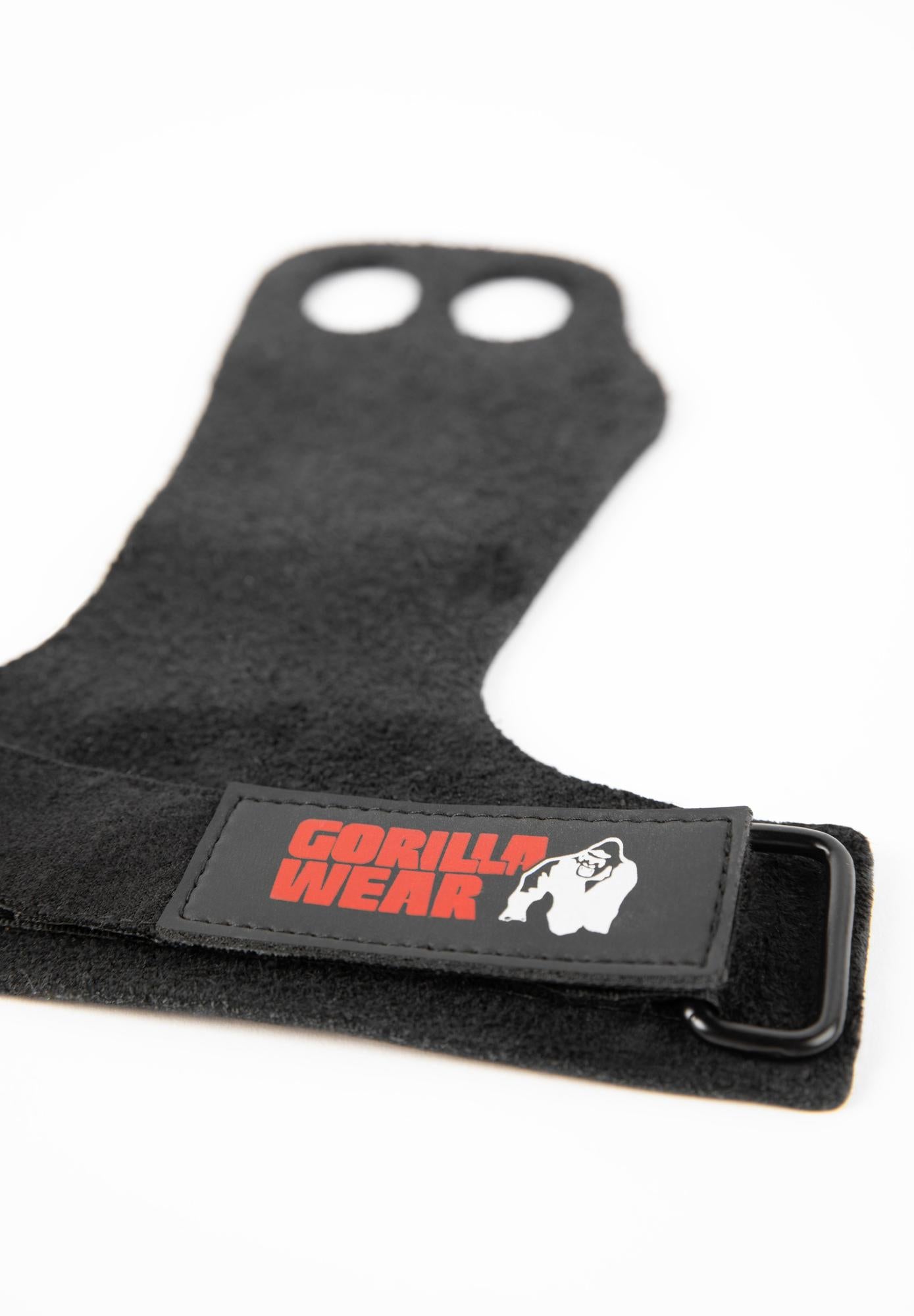 Gorilla Wear 2-Hole Leather Lifting Grips - Black