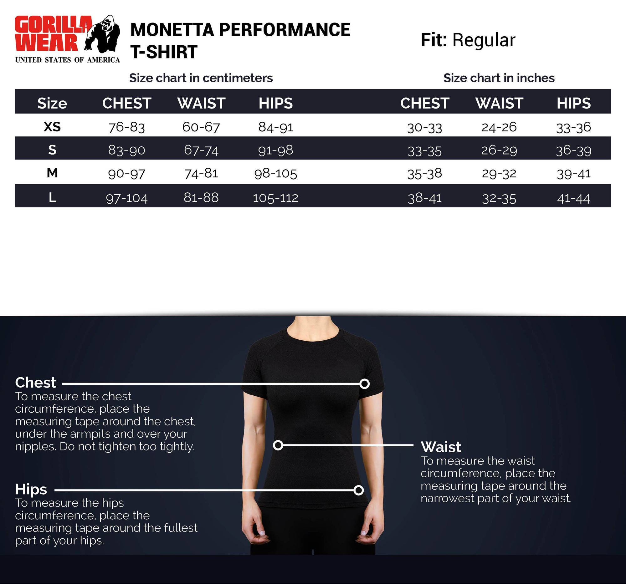 Gorilla Wear Monetta Performance T-Shirt - Kaikki värit