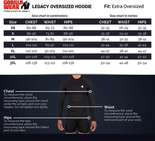Gorilla Wear Legacy Oversized Hoodie - Kaikki värit