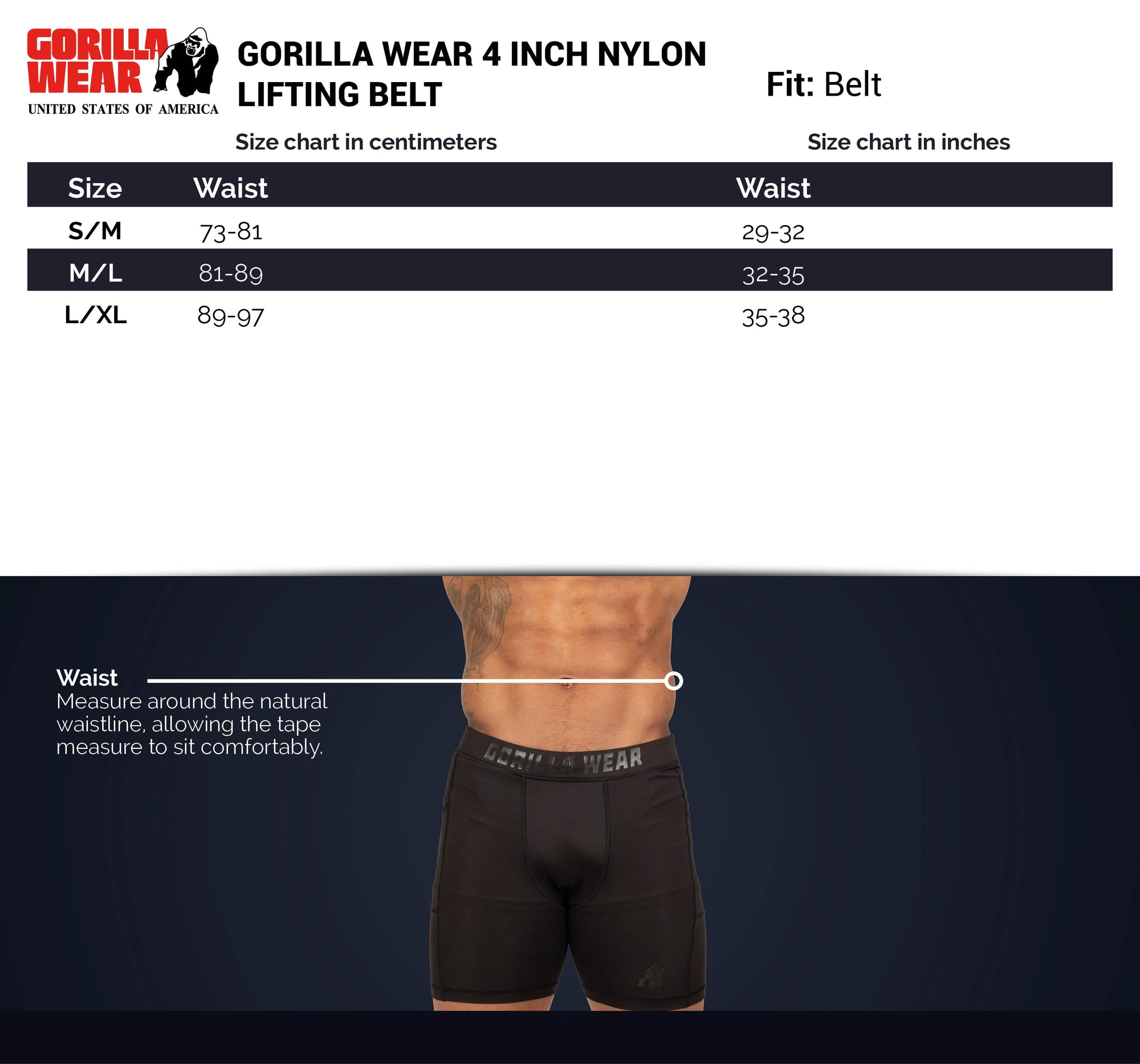 Gorilla Wear 4&quot; Nylon Nostovyö