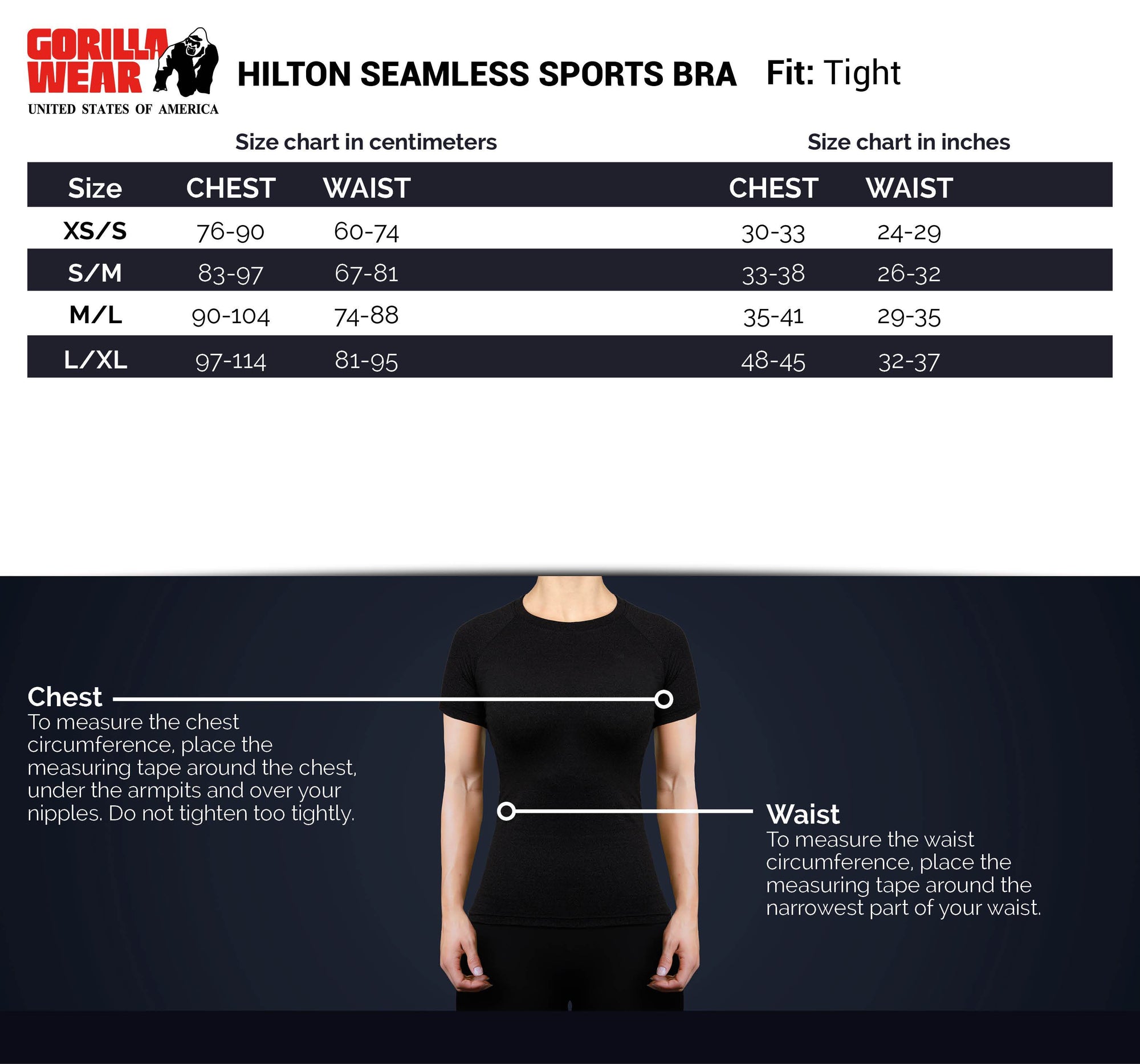 Gorilla Wear Hilton Seamless Sports Bra - Kaikki värit