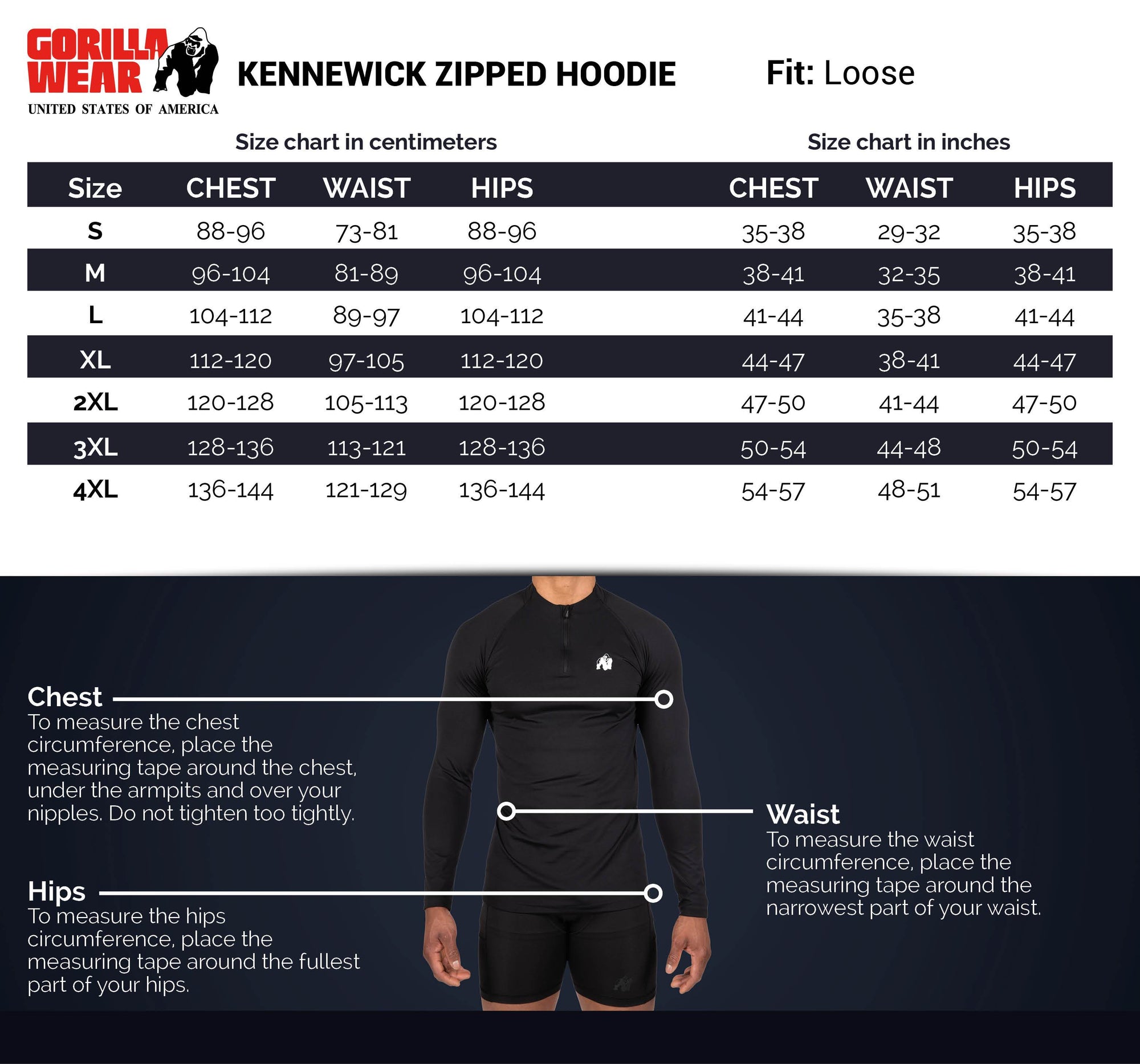Gorilla Wear Kennewick Zipped Hoodie - Kaikki värit