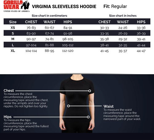 Gorilla Wear Virginia Sleeveless Hoodie - Kaikki värit
