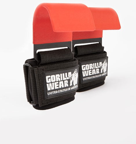 Gorilla Wear Weight Lifting Hooks - Black/Red