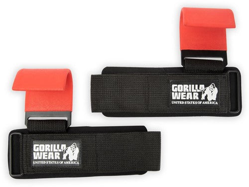 Gorilla Wear Weight Lifting Hooks - Black/Red